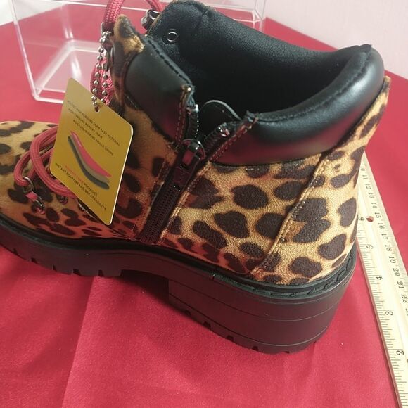 Skechers Teen Spirit Leopard Hiker Combat Lace up Boots Size 7.5 Y2K Chunky Plat - Picture 8 of 9